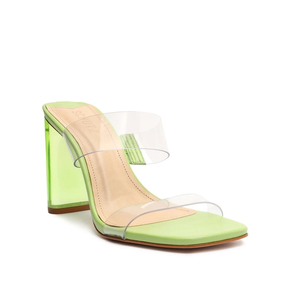 Schutz New Ariella Acrylic Sandal Fairy-Core Green Lucite Heel US 10 - Picture 11 of 14